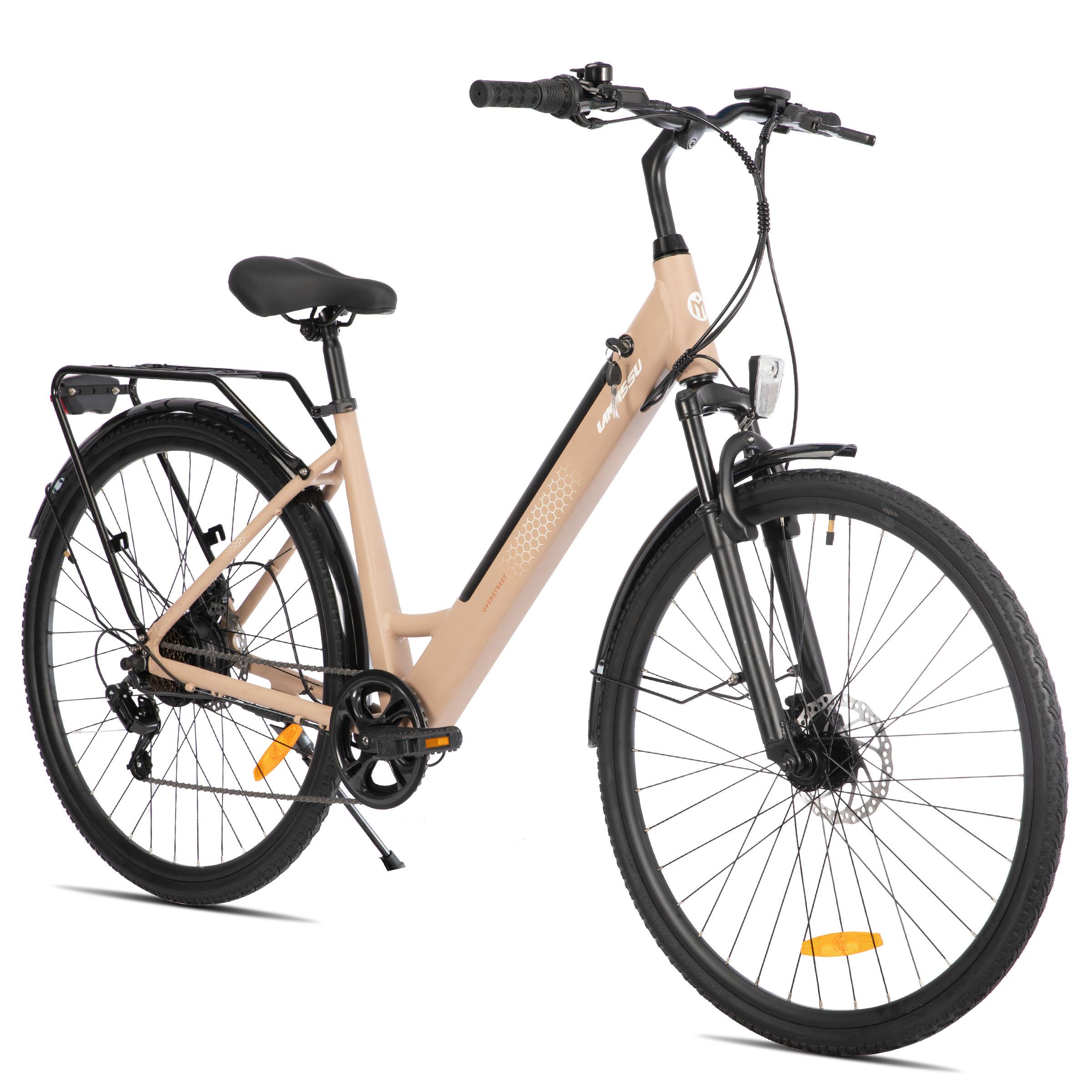 Hiland 28-Zoll-Elektro-Mountainbike für Erwachsene, leichter Aluminiumrahmen, 7-Gang, hydraulische Scheibenbremsen, 250-W-Motor, 36-V-Akku mit 10,4 Ah