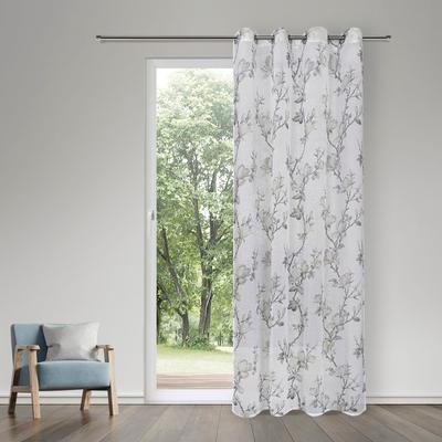 Gardine GERSTER "Finia" Gr. 1, grau (weiß, taupe), B:140cm H:245cm, Wirkware, Polyester, Gardinen, Gardine, SB-Ösenschal "Finia"