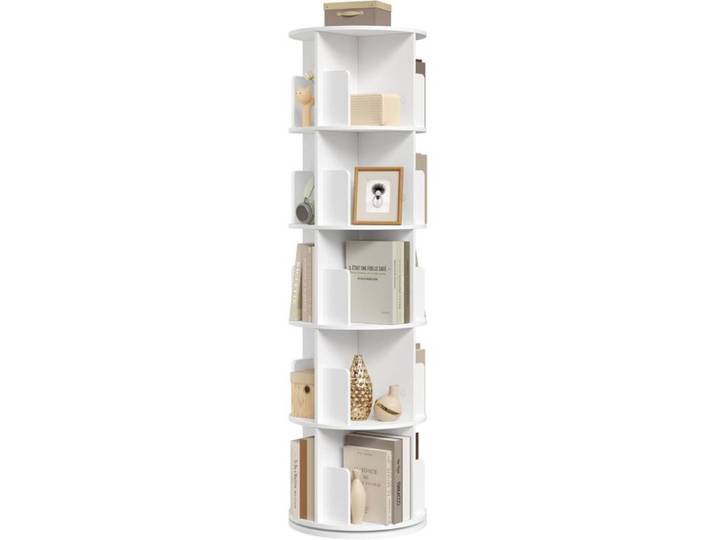 Bibliothèque Rotative - EUGAD Étagère Rangement pivotante - 5 Niveaux 20 Compartiments- Blanc