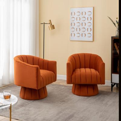 SEYNAR Modern Glam Velvet Upholstered Round Swivel Accent Barrel Chair Set of 2