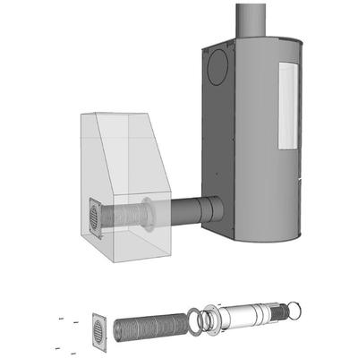 Ofenrohr ADURO "Frischluftsystem", silber (schwarz, grau, silberfarben), L:44cm, Aluminium, Kunststoff, Stahl, Rohre