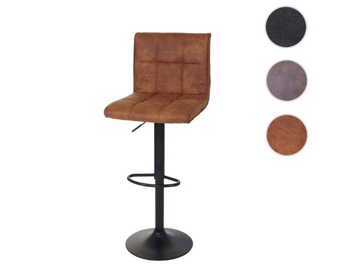 Tabouret de bar HWC-B13 tabouret de bar imitation daim ~ vintage marron clair