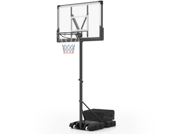Basketbal Hoepel Buiten Basketbal Standaard 160-305 cm in Hoogte Verstelbaar Zwembad Basketbal Hoepel met Standaard Gewichtzak & 2 Netten