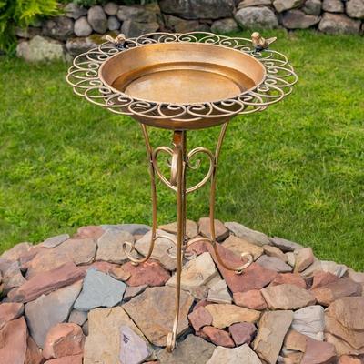 Zaer Ltd "26.6"" Tall Birdbath-Feeder with Decorative Trim"