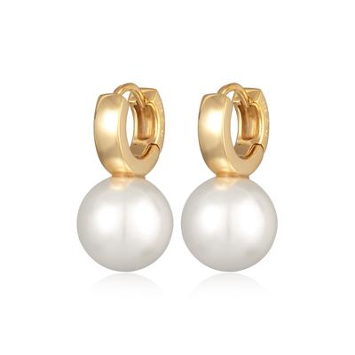 Paar Creolen ELLI "Ohrringe Elli Ohrringe Creolen Glasperle 925 Silber Vergoldet" Gr. 24, gold, Ohrringe, Damen, 24, Silber 925 (Sterlingsilber)