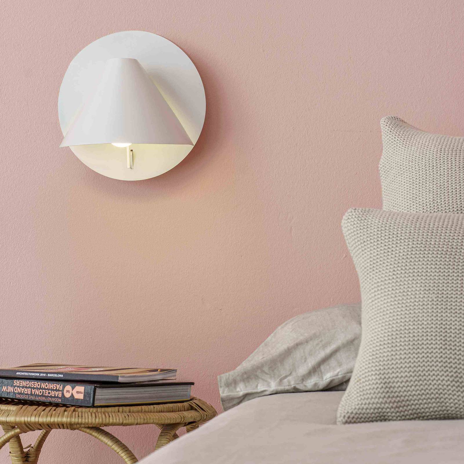 FARO BARCELONA Wall Light Noon, White / opal, Living / Dining Room, metal, Modern, Wall Light