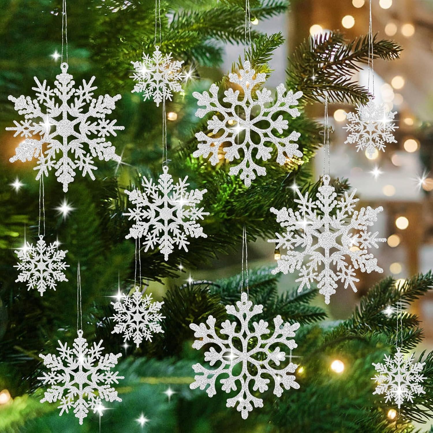 Set van 36 hangende sneeuwvlok ornamenten voor kerstversiering