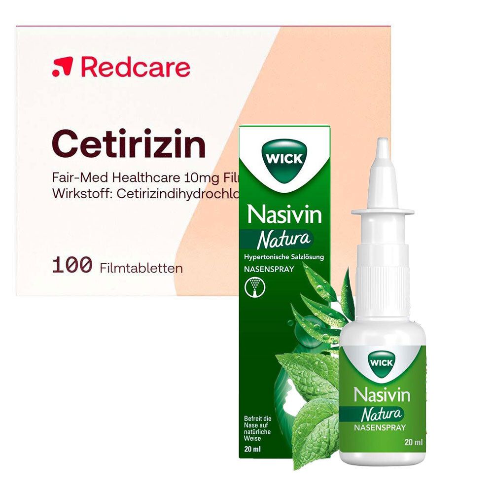 Wick Nasivin Natura Nasenspray + Cetirizin Fair MED 10Mg Redcare 1 St