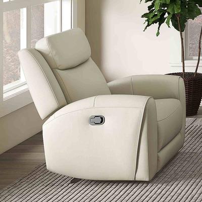 Esofastore Beige Finish Top Grain Leather Sofa Recliner Set fully Upholstered