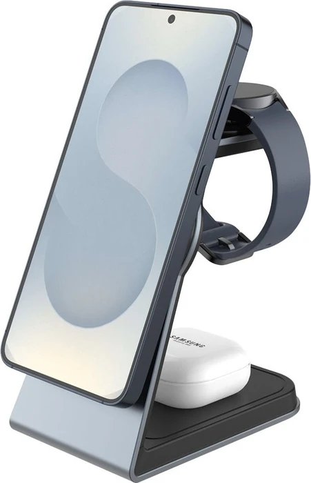 FIXED MagPowerstation Alu für Samsung mit MagSafe Qi2.2 Unterstützung 25W+5W+2W space gray