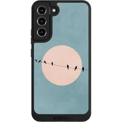 Nivocase Handyhülle für Samsung Galaxy S22+ Hülle NIVOpure Case Schwarz Mond Vogel türkis (Samsung Galaxy S22+), Smartphone Hülle, Schwarz, Türkis