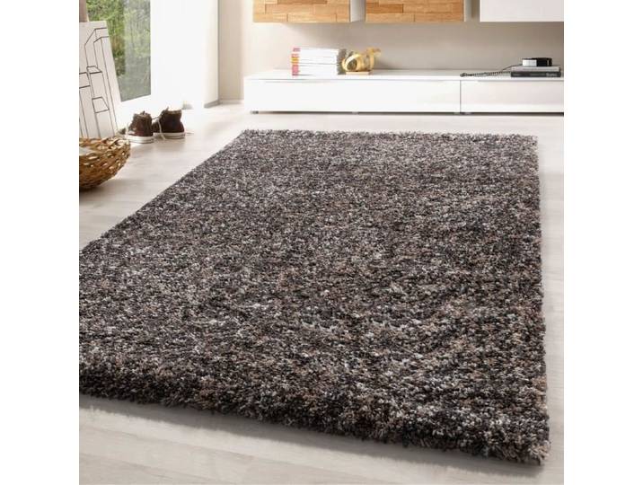 Tapis shaggy - Haute qualité - 160x230 cm - Couleur taupe - Poils longs - Résistant et facile à nettoyer