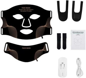 Handpicked Choices 7 Color LED Light Therapy Mask Red Light Therapy Mask For Face And Neck Wireless Silicone Skin Care black