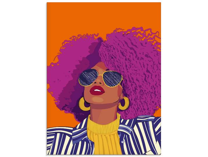 Glasbild ARTLAND Woman with sunglasses , bunt (farbe bild(er): pink), B:60cm H:80cm, Bilder, Glasbild, in verschiedenen Grössen