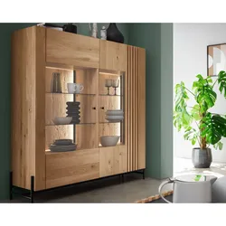 Massivholz »Ascona« Highboard VI 140x160x45 cm / Rückwand sandgestrahlt / ohne Inlay / ohne Beleuchtung