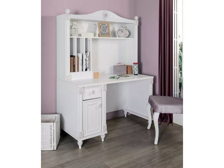 JVmoebel Schreibtisch Weißer Kinderschreibtisch aus Holz im Landhausstil (Schreibtisch), Made in Europa