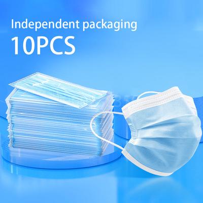 Perfect Picks Market Disposable Face Masks Bulk Pack With Meltblown Filter Breathable Protective Mask For Adults 10pcs blue