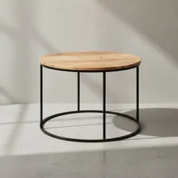 KADIMA DESIGN Naturholz Couchtisch, stabile Konstruktion, runde Ablage, 50 kg Belastbarkeit.