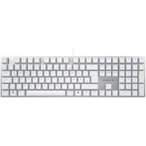 CHERRY Tastatur KC 200 MX Brown, mit mechanischem Tastenfeld, weiß / silber
