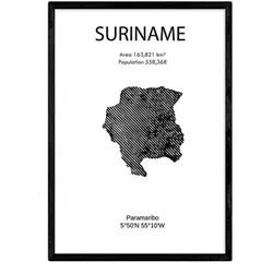 POSTER Country Map – Suriname A4 Rahmenlos