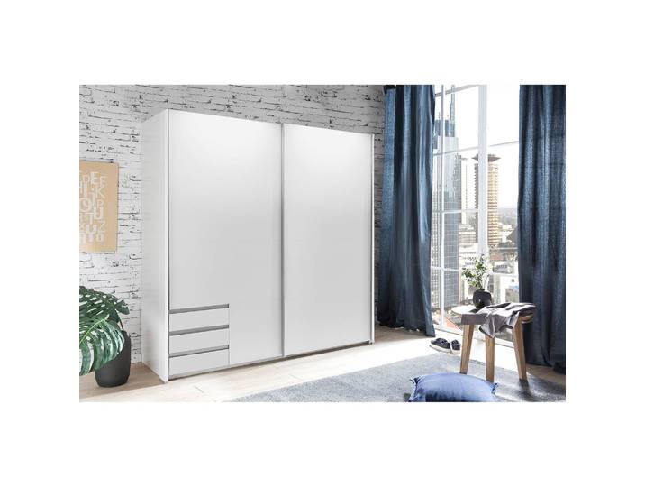 Schwebetüreschrank Emden 180 x 198 x 64cm Braun/Weiß ohne Spiegeltür/-en