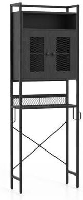 Costway Over-The-Toilet Storage Cabinet with Heavy-Duty Metal Frame 2-door Freestanding-Black