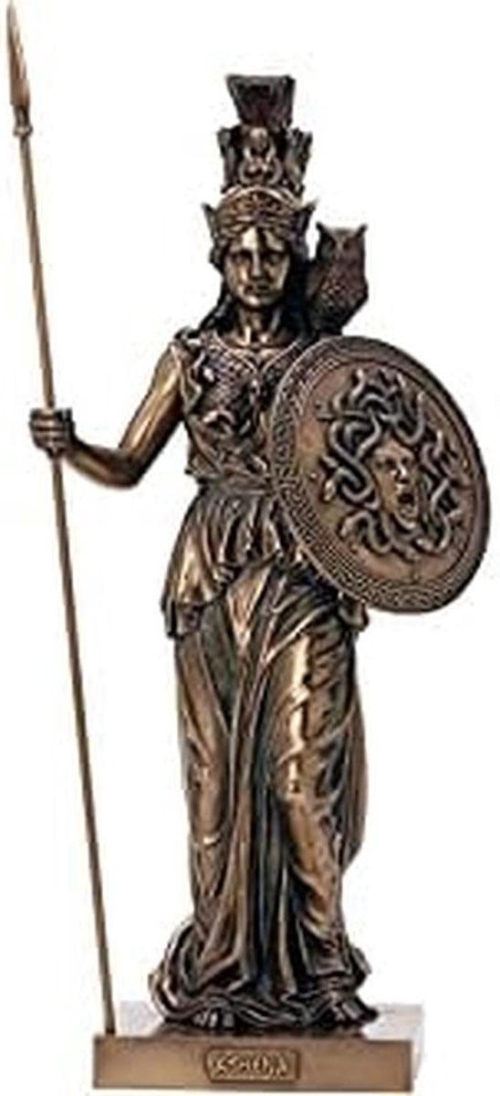 Griekse Godin Athena Beeld - Minerva sculptuur - Bronskleur - Hoogte: 50 cm