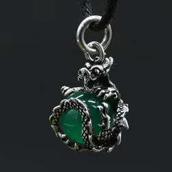 Drachensilber Drache Schmuck mit Kugel drehbar 925 Silber Anhänger Amethyst (Stein) - Grün;Türkis;Tigerauge;Rosa;Lila;Grau;Schwarz;Amethyst (Stein);Schwarzer Onyx (Stein);Aventurin (Stein);Rosenquarz (Stein);Kristall (Stein);Sodalite (Stein);Rubinrot;Opalweiß