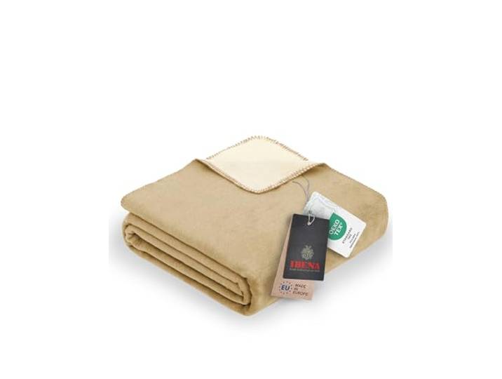 Ibena Dublin Kuscheldecke 150x200 cm - Wendedecke creme wollweiß , angenehm warm und besonders weiche Baumwollmischung, hervorragende Qualität