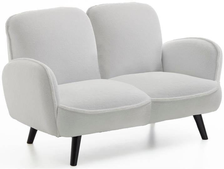 2-Sitzer OTTO HOME Ben , weiß, B:140cm, Samtstoff;Fellimitat, Sofas, mit Wellenunterfederung, Massivholzfüße, frei im Raum stellbar