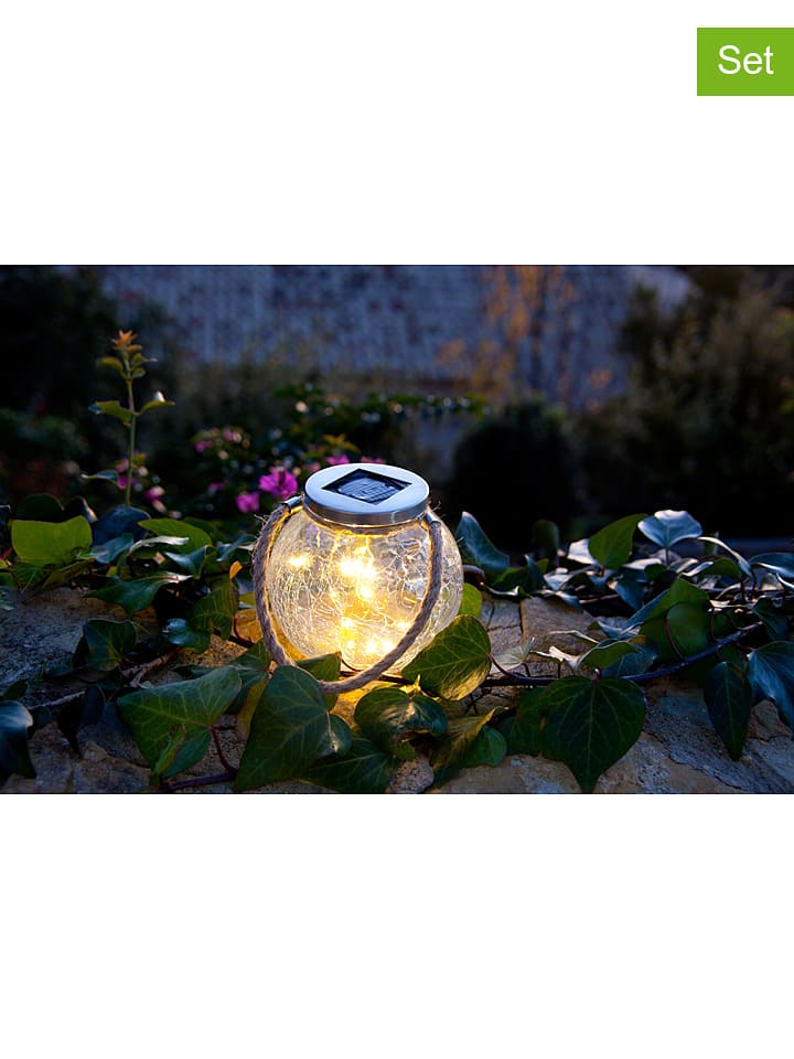 lumisky 2er-Set: LED-Solarleuchten "Ball" in Transparent/ Silber - (H)13 cm - onesize