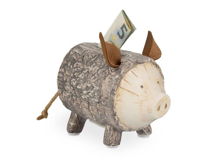 Relaxdays 2x Sparschwein Baumrinde