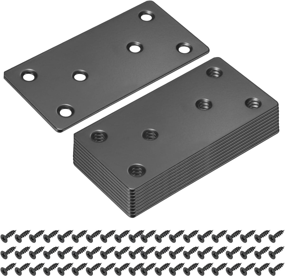 Set van 10 zwarte metalen reparatieplaten voor het versterken van meubels