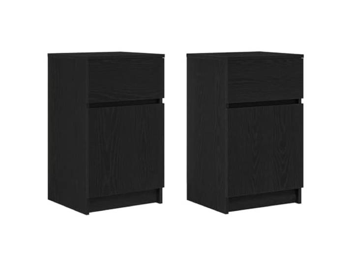 KGFHERENB Nachttisch 2er Set Schwarz 39x35x65 cm Beistelltisch Schwarzer Nachtschrank fürs Schlafzimmer mit flexibler Türöffnung links oder rechts, viel Stauraum und hoher Belastbarkeit.