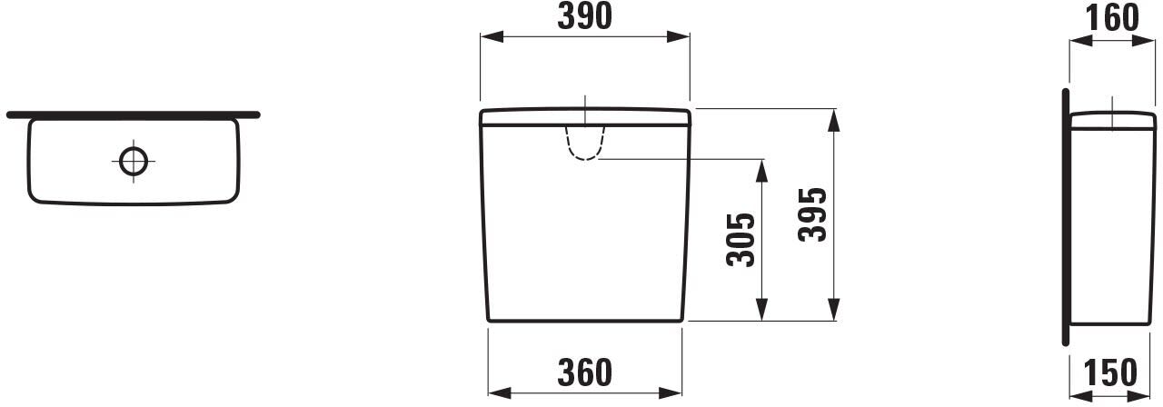 LAUFEN LUA Spülkasten für Stand-WC-Kombination, Zulauf hinten Mitte