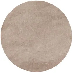 CarpetSale24 Teppich Wohnzimmer Einfarbig Beige 160 cm Rund - Waschbar Rutschfest Kurzflor Extra Weich für Wohnzimmer Schlafzimmer Jugendzimmer