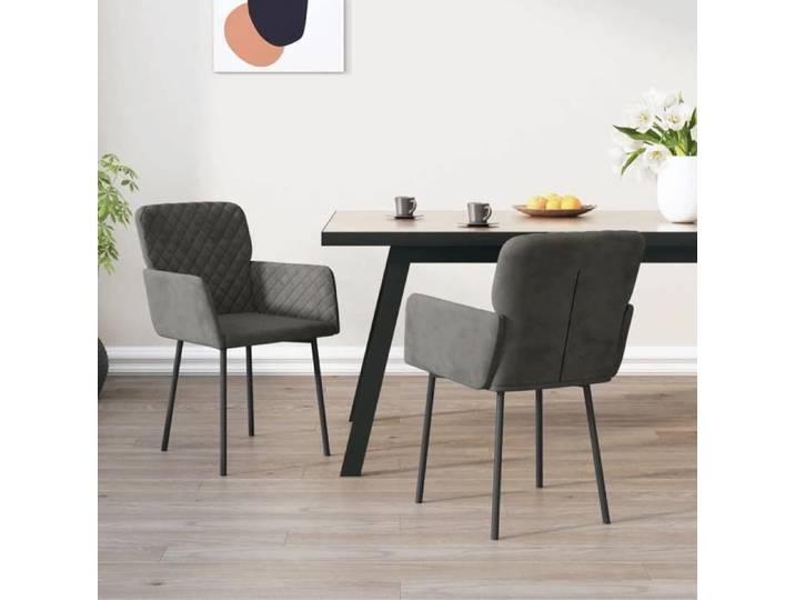 Mode Chaises à manger JILL (Set de 2) Gris foncé Velours LV1631
