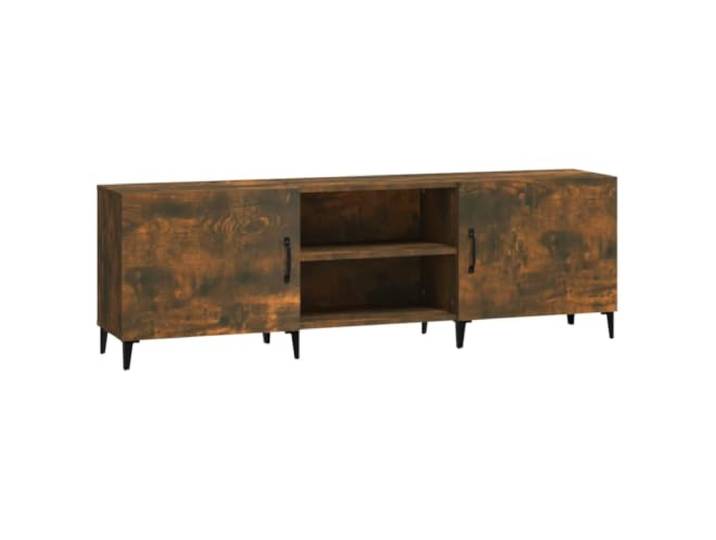 LKJephalotrope TV-Schrank Räuchereiche 150x30x50 cm Lowboard Eisen Praktischer Medienschrank fürs Wohnzimmer mit mehreren Fächern für Receiver und Konsolen sowie stabilen Eisenbeinen.