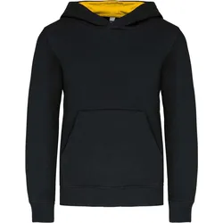 Kariban Kinder Kontrast Kapuzen Sweater Hoodie K453 black/yellow 8/10
