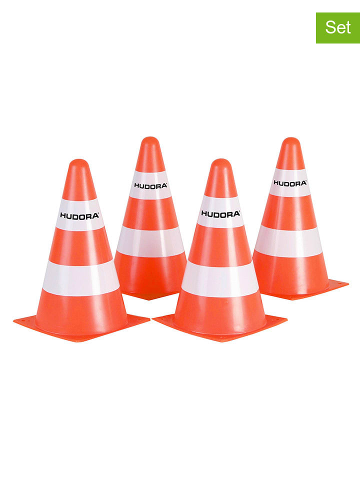Hudora 4er-Set: Straßenpoller in Orange/ Weiß - onesize