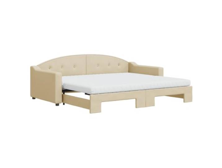KKgypkn Tagesbett Ausziehbar 2-in-1 Schlafsofa mit 2 Schaumstoffmatratzen, Creme 90x200 cm, Stoff, Tagesbett mit Matratze für Wohn- und Schlafzimmer