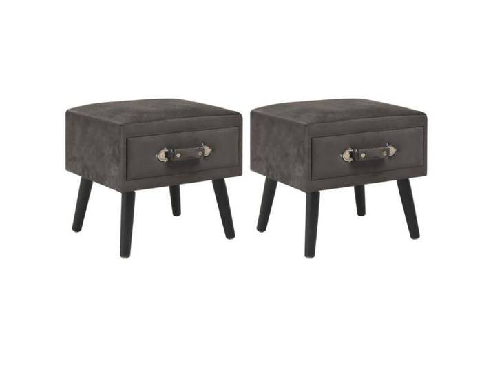 NGM - NEUF Petite Armoire de lit Gris - Lot de 2 Tables de chevet - minimaliste - Gris 40x35x40cm Velours 385 443450616086
