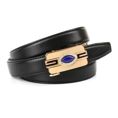 Ledergürtel ANTHONI CROWN, Damen, Gr. 80, schwarz, Leder, unifarben, Gürtel Ledergürtel, Schließe mit blauem Schmuckstein