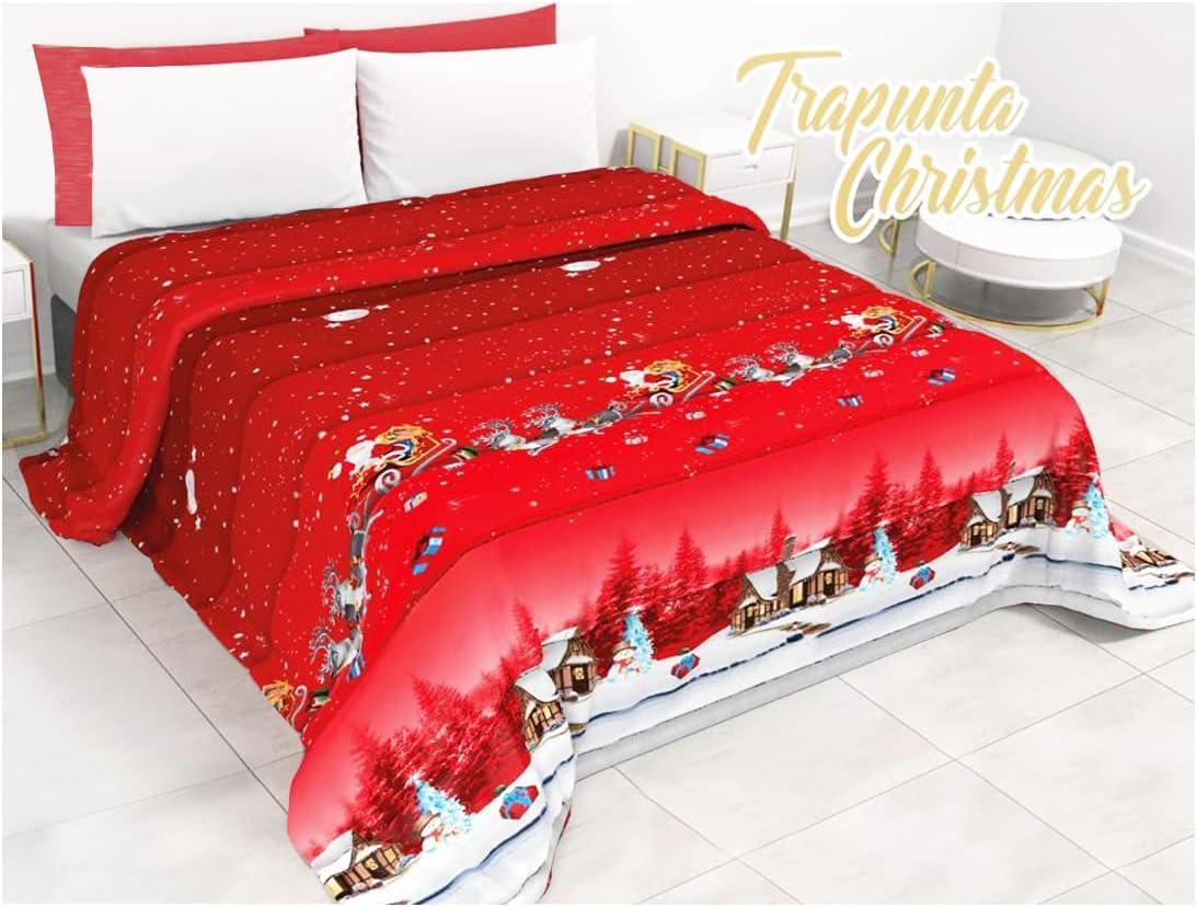 Moderne Winter-Daunendecke mit Weihnachtsbaum- und Schneemotiv für das Einzelbett