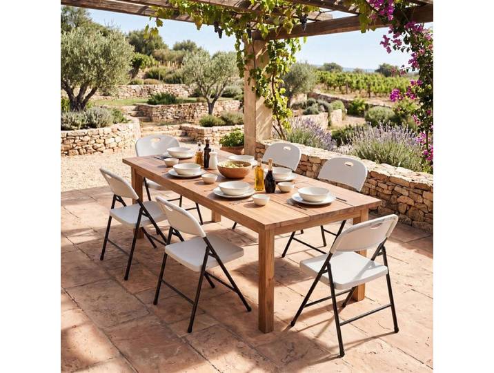 Sans montage lot de 6 chaises pliantes blanches avec dossier ergonomique et rangement facile