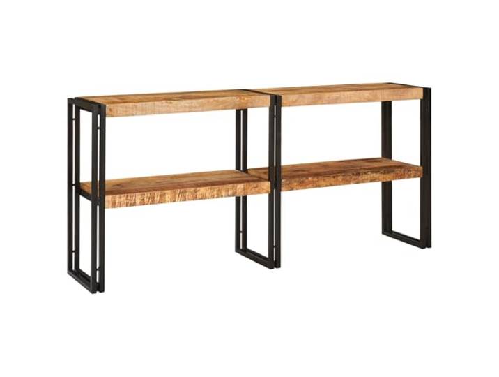 HEFZGDB Konsolentisch aus rauem Mangoholz mit Metallrahmen und Zwei Regalen, schlankes Design für Eingangsbereich und Wohnzimmer, robuste Bauweise und einfache Montage, moderner