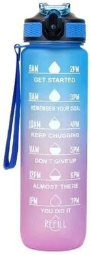 Uplifted Goods Plastic Sport Water Bottle Leakproof With Straw And Carry Handle blue Purple 1000ml