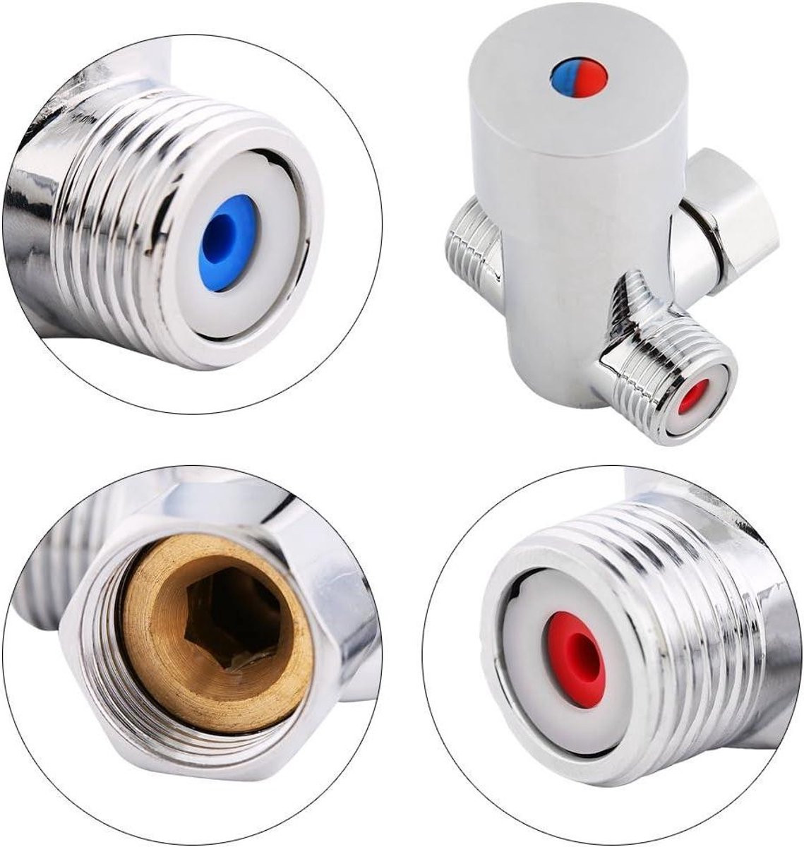 Moderne Thermostatische Mengklep voor Douche en Badkamer in Chroom en Zilver van Messing