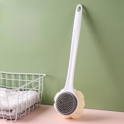 Multicon Wholesale Hub Shower Back Scrubber, Soft Silicone Body, Long Handle Back Brush, Exfoliating Bath Brush, Skin Health, Bath Supplies white