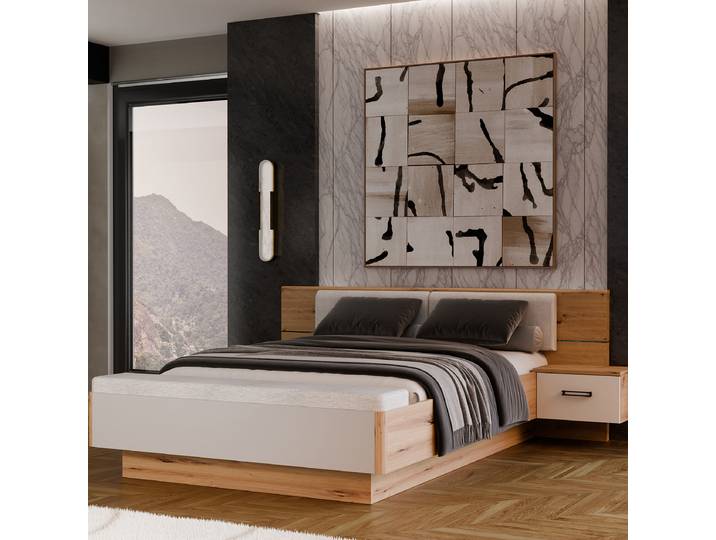 Beleuchtete Bettanlage 160 x 200cm Braun/Grau